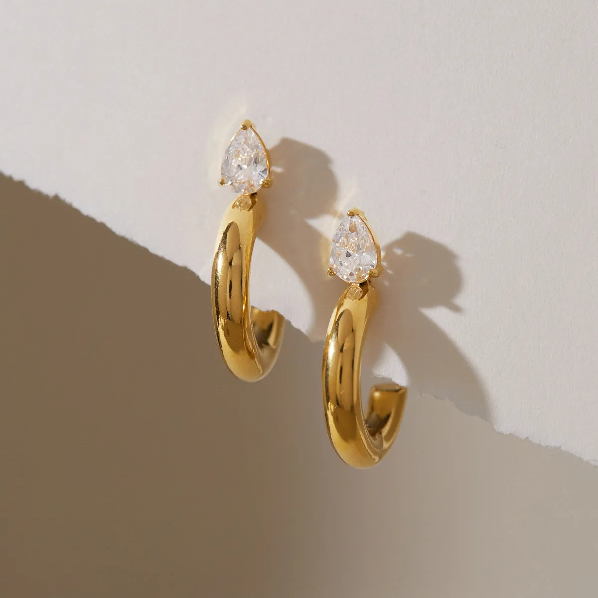 The Aurelia Pear-Cut Crystal & Chunky C-Hoop Earrings