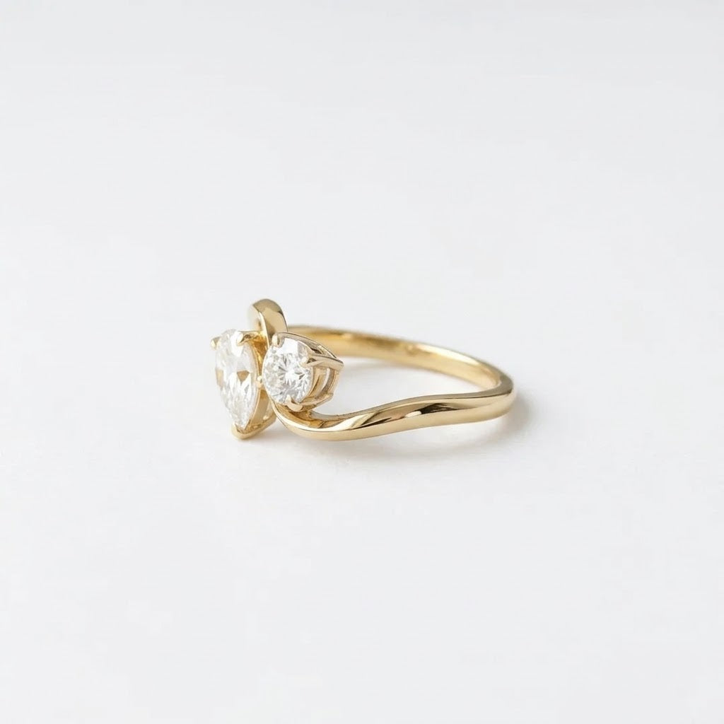 The Solis Twin Gem Curved Statement Ring