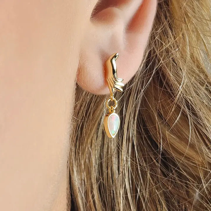 Opal Charm Hand Earrings