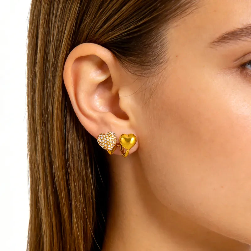 The Milan 18K Gold PVD Coated Wide Crystal Stripe Hoops