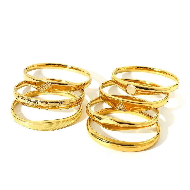 The Marina Chunky Scale Bangle | 18K Gold PVD