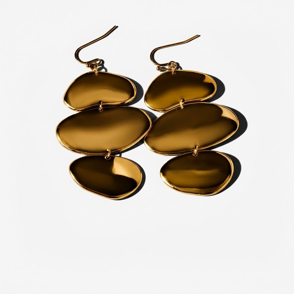The Isla 18K Gold Plated Irregular Tiered Discs