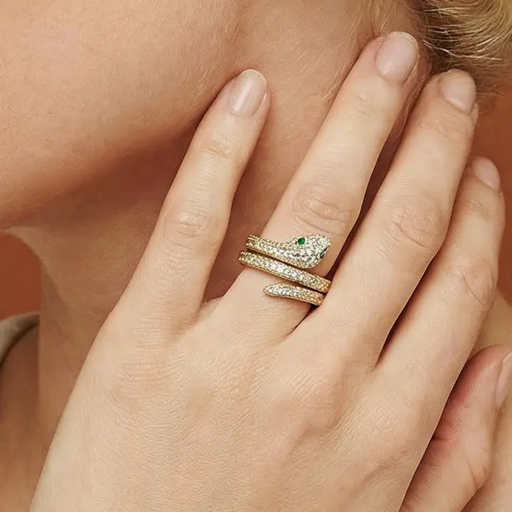 Snake Cz Pave Wrap Ring