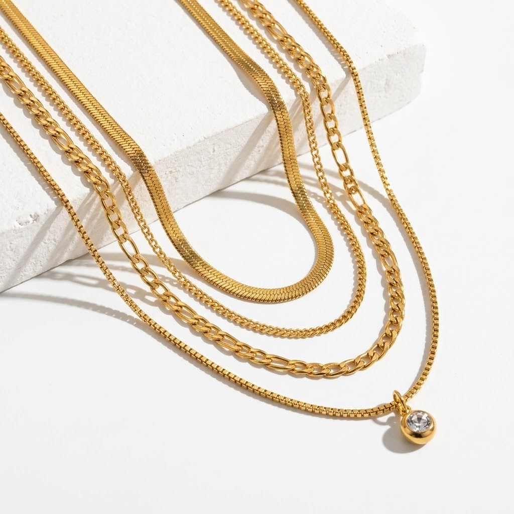 The Iris 18K Gold Triple-Layer Zircon Necklace