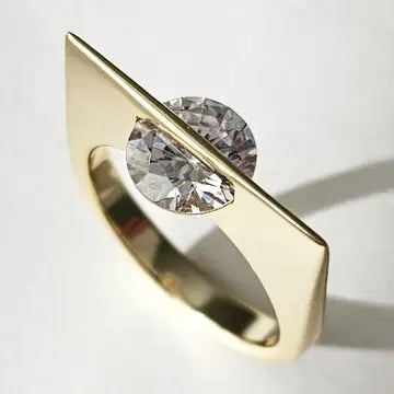 Round Cut Crystal Bar Ring