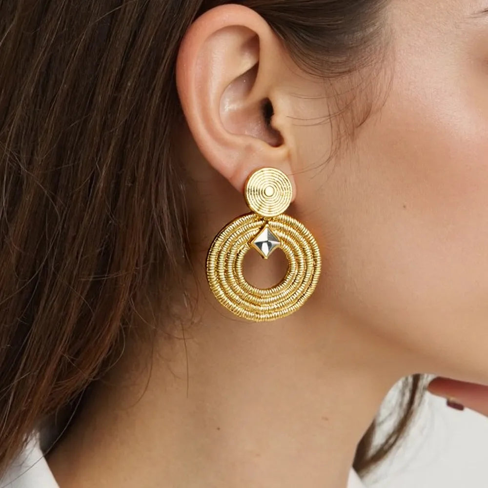 Tarnish-Free Stainless Steel Bold Embedded Zircon Hoop Earrings