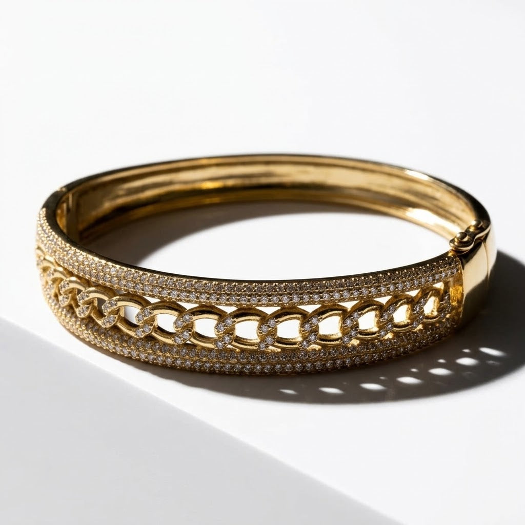 The Sovereign Iced Cuban Link Gold Bangle