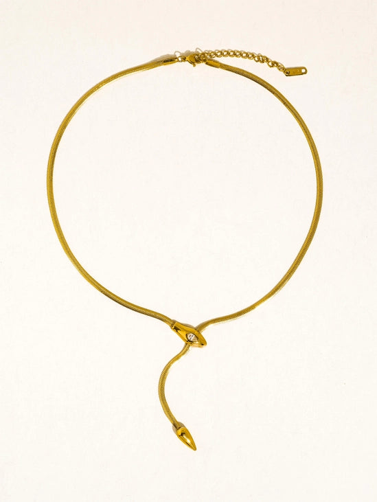 Gildora 18K Gold Non-Tarnish Serpent Y Lariat Necklace
