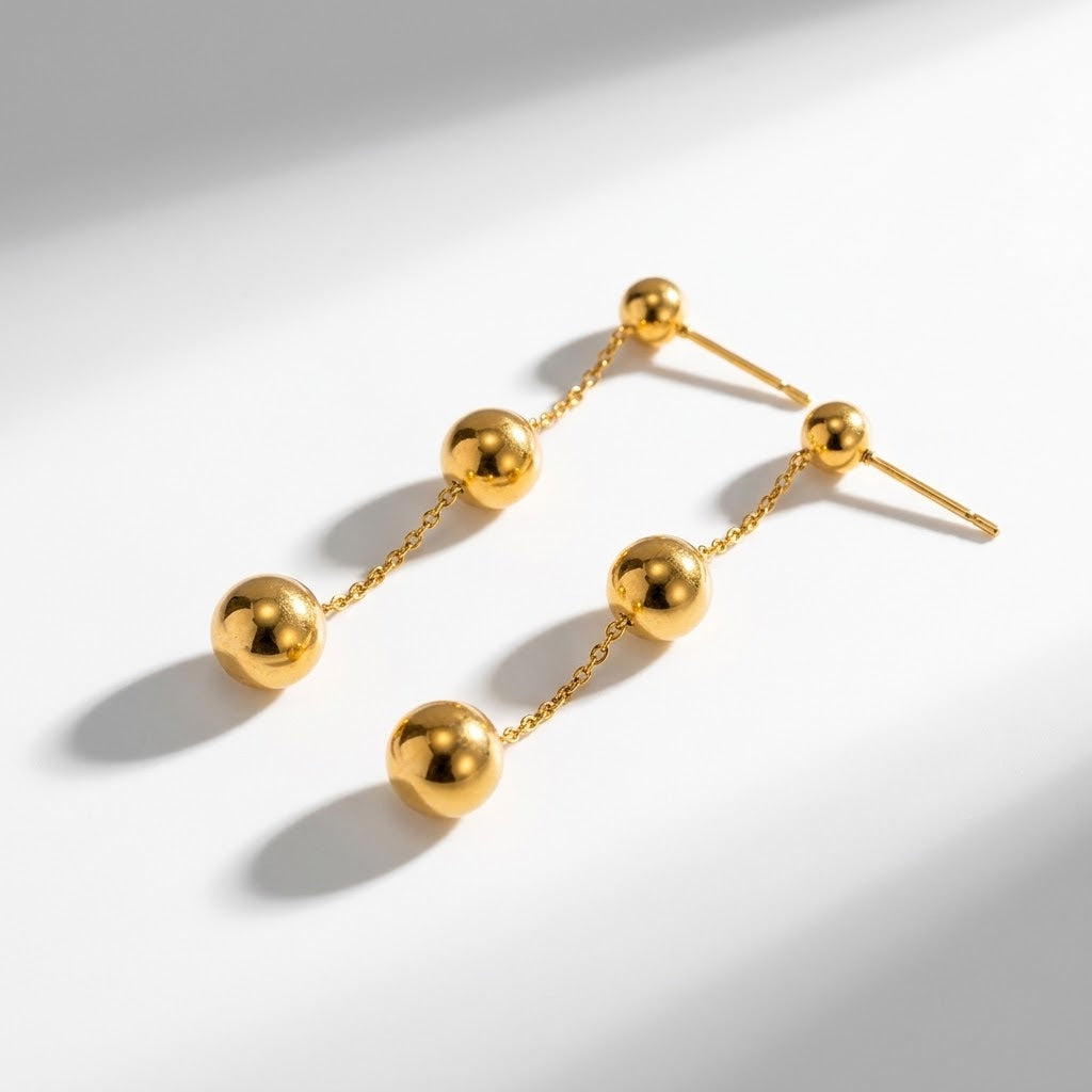 The Elena 18K Gold Plated Ball Drop Earrings