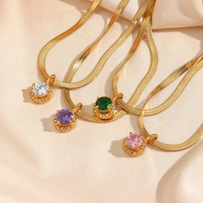 304Stainless Steel Zircon 18K Gold Necklace Wholesale