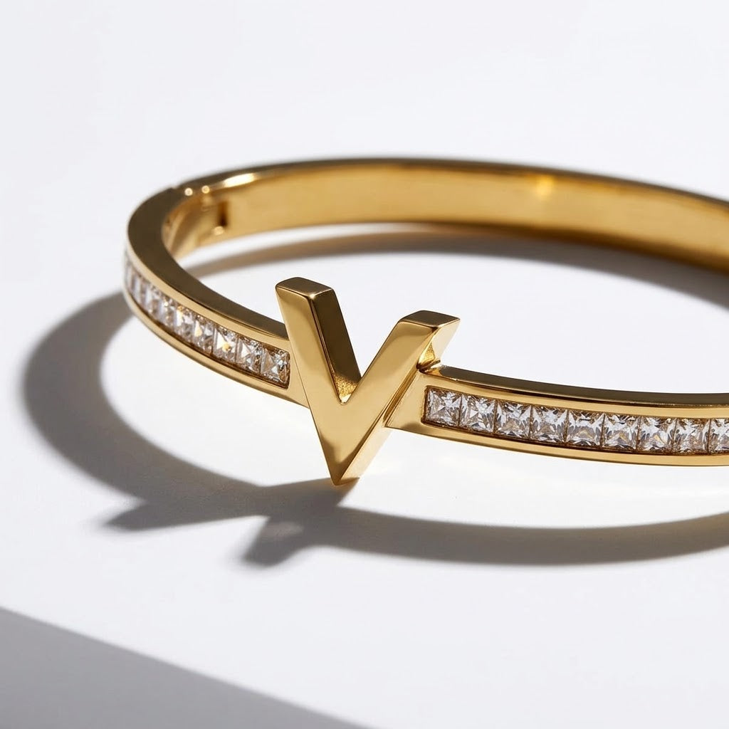 The Victoria Essential V Bangle | 18K Gold PVD