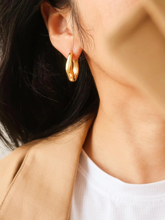 Darcy 18K Gold Non-Tarnish Oval Hoop Earrings