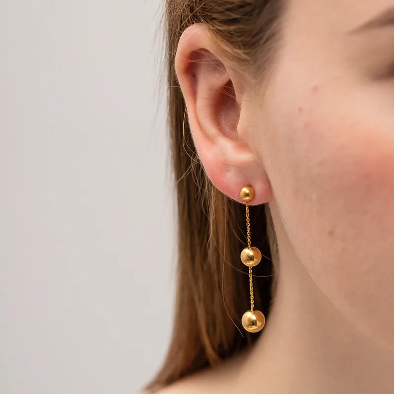 The Elena 18K Gold Plated Waterproof Ball Drop Earrings
