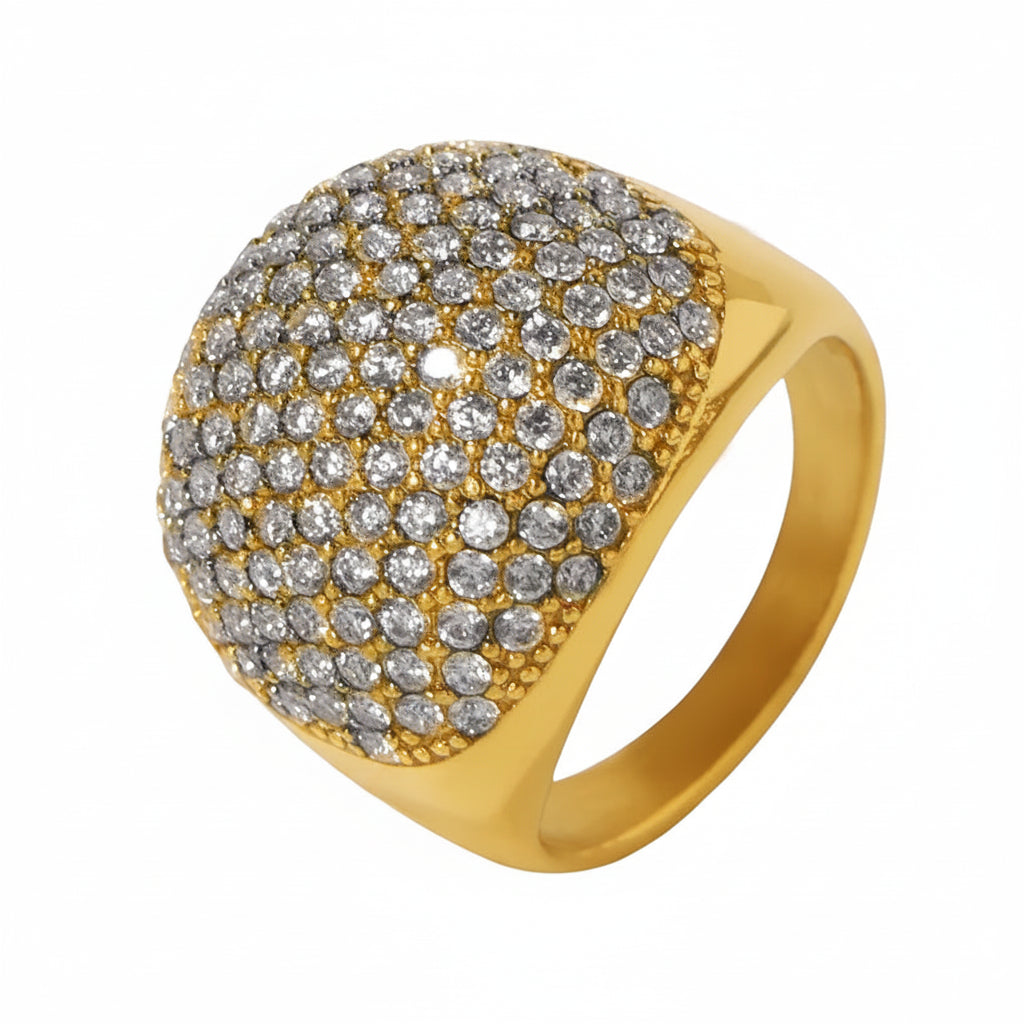 Tarnish-Free Chunky Pave Aquamarine Zircon Statement Ring