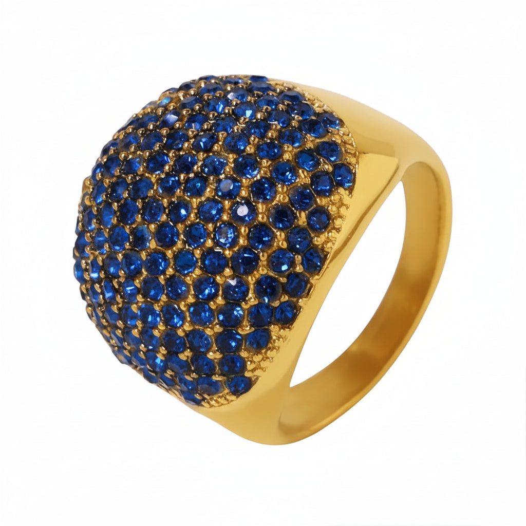 Tarnish-Free Chunky Pave Aquamarine Zircon Statement Ring