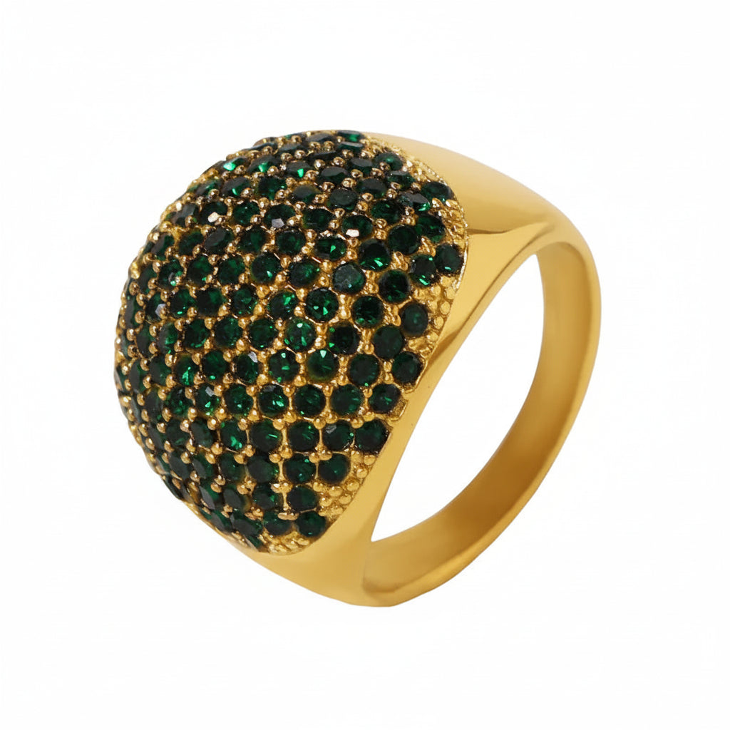 Tarnish-Free Chunky Pave Aquamarine Zircon Statement Ring