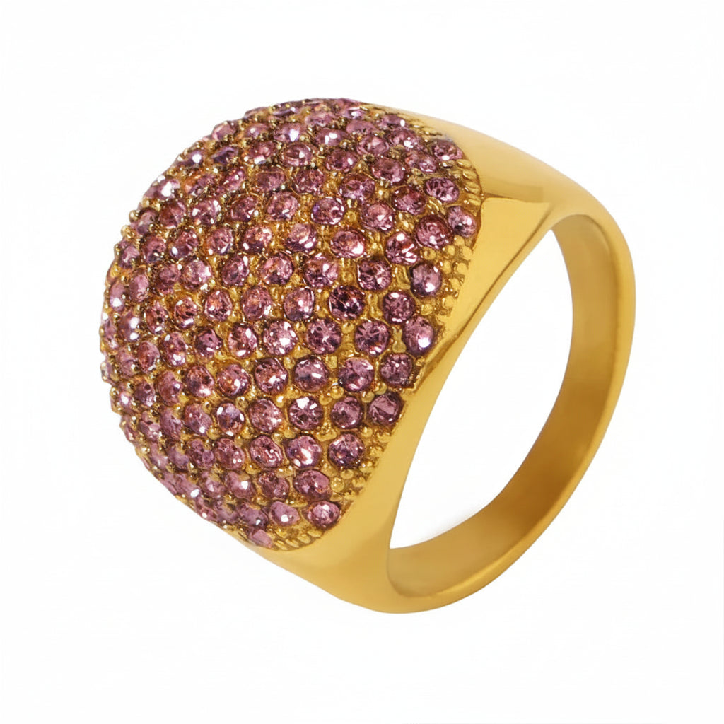 Tarnish-Free Chunky Pave Aquamarine Zircon Statement Ring