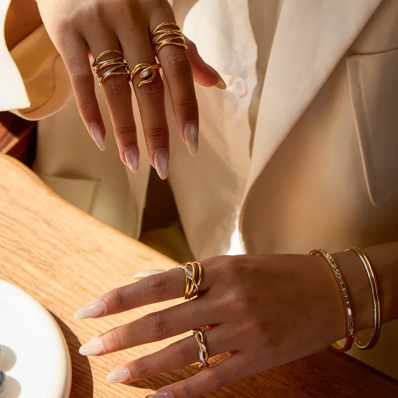 The Cleo Waterproof 18K Gold Sleek Serpent Wrap Ring