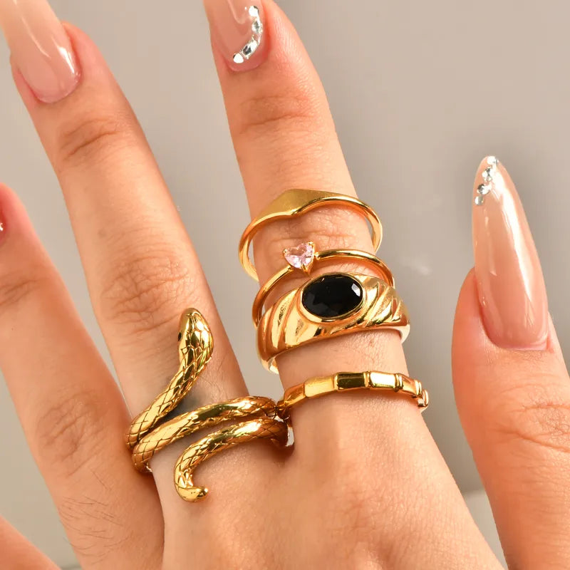The Medusa Gold PVD Coated Sculpted Textured Snake Ring