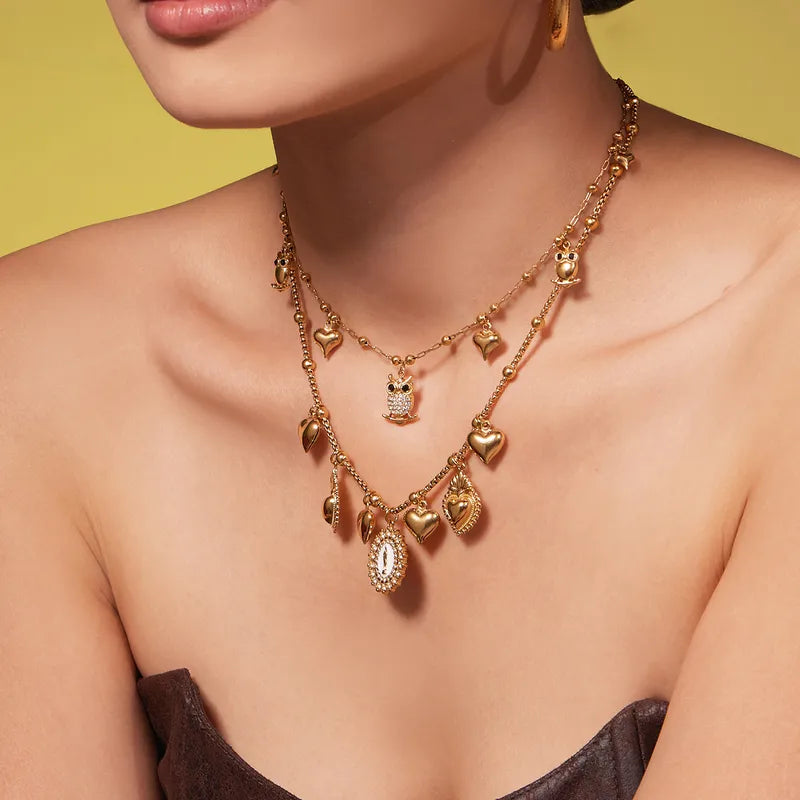 The Milano Vintage Sacred Heart & Medallion Charm Necklace