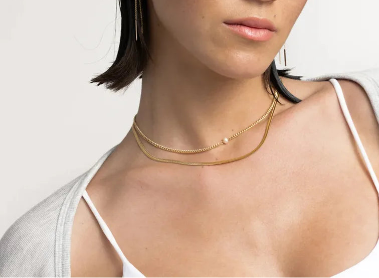 The Pearl Aurelia PVD Gold Layered Minimalist Chain Necklace