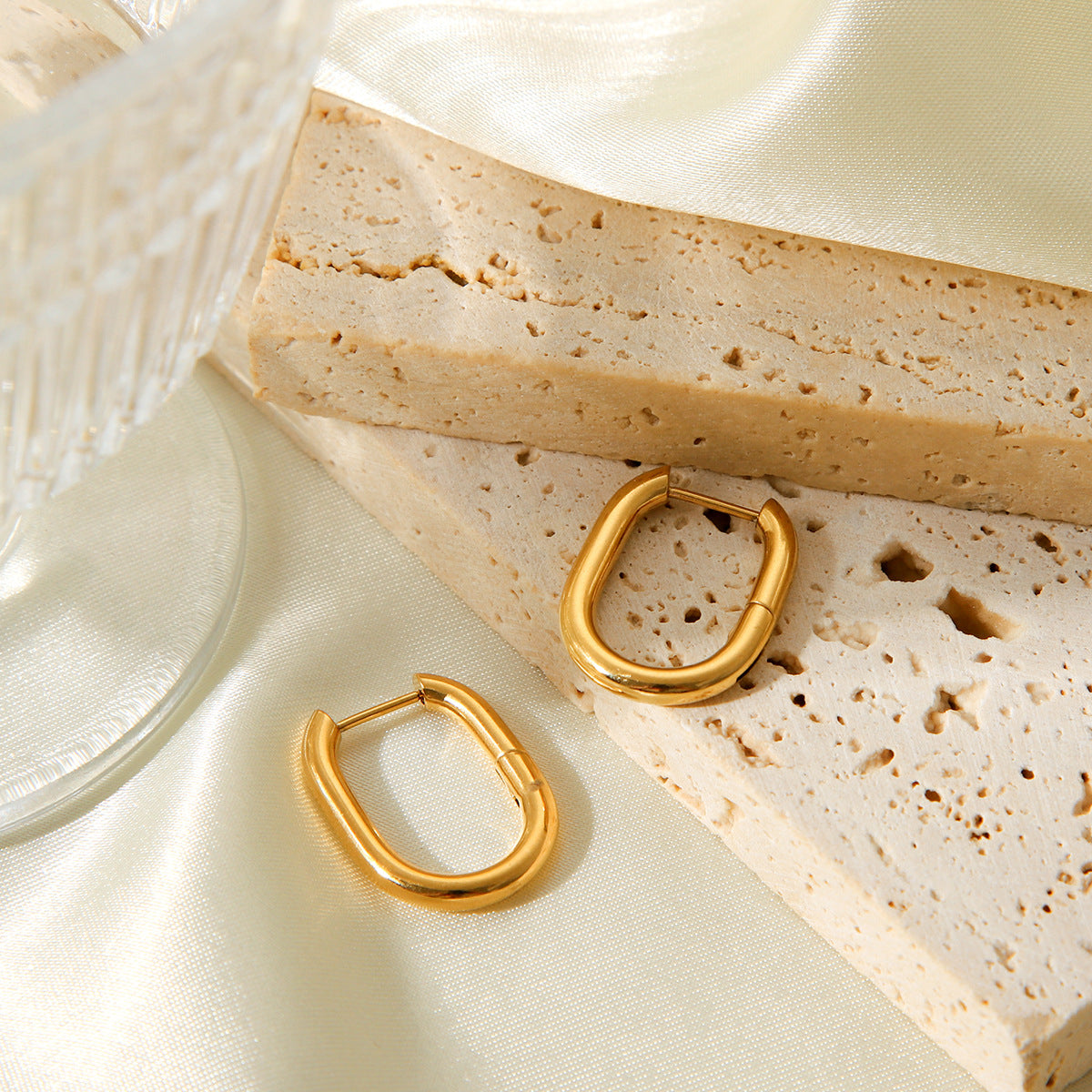 Aurelia Geometric 18K Gold Plated Stainless Steel Earrings