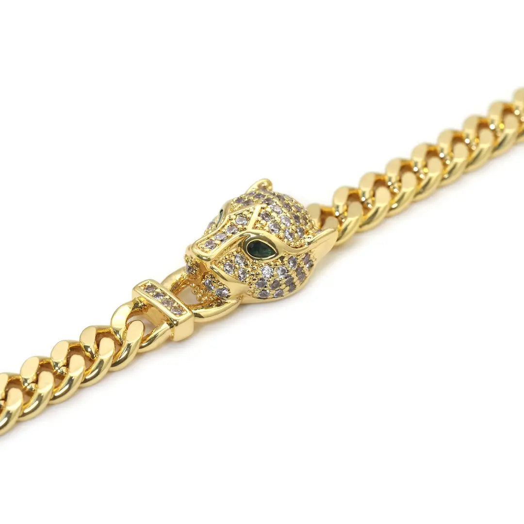 Cz Leopard Pather Head Chain Bracelet