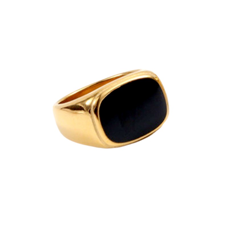 Atlas Onyx Statement Ring - Minimalist Titanium Steel