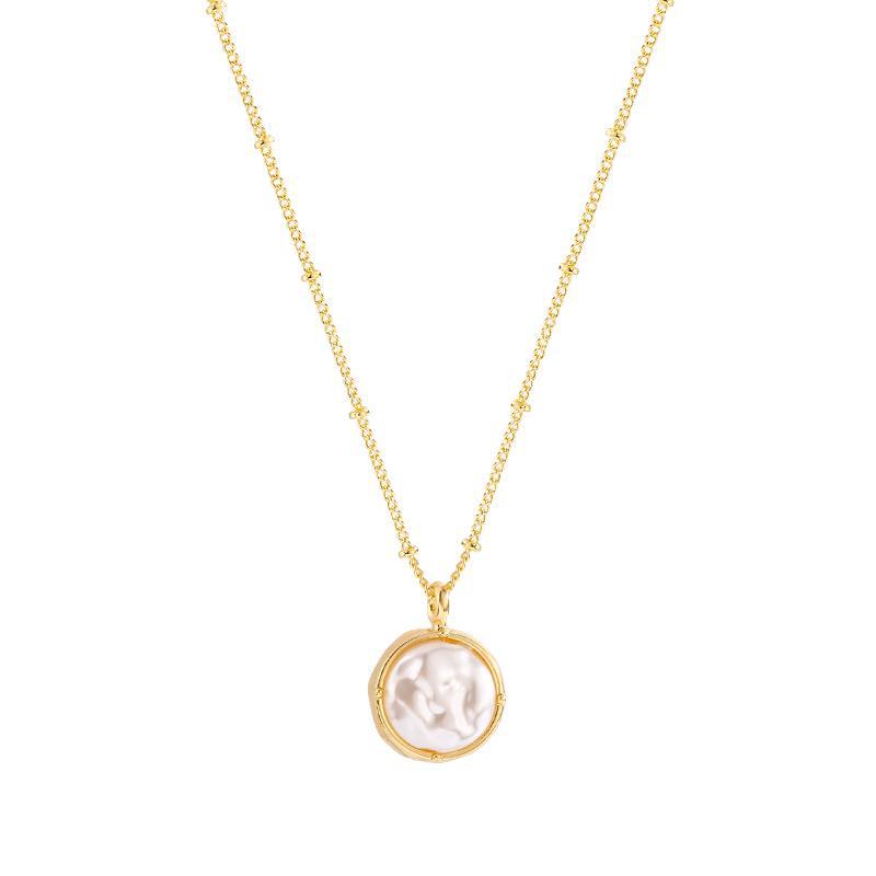 Luna Mother-of-Pearl Round Pendant Necklace