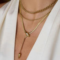 Gildora 18K Gold Non-Tarnish Serpent Y Lariat Necklace