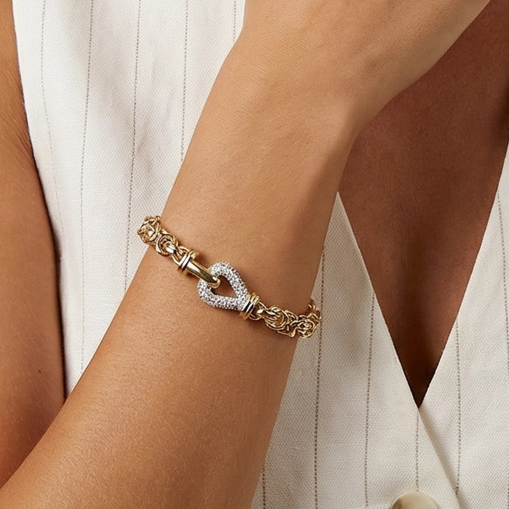 Cz Pave Byzantine Link Bracelet