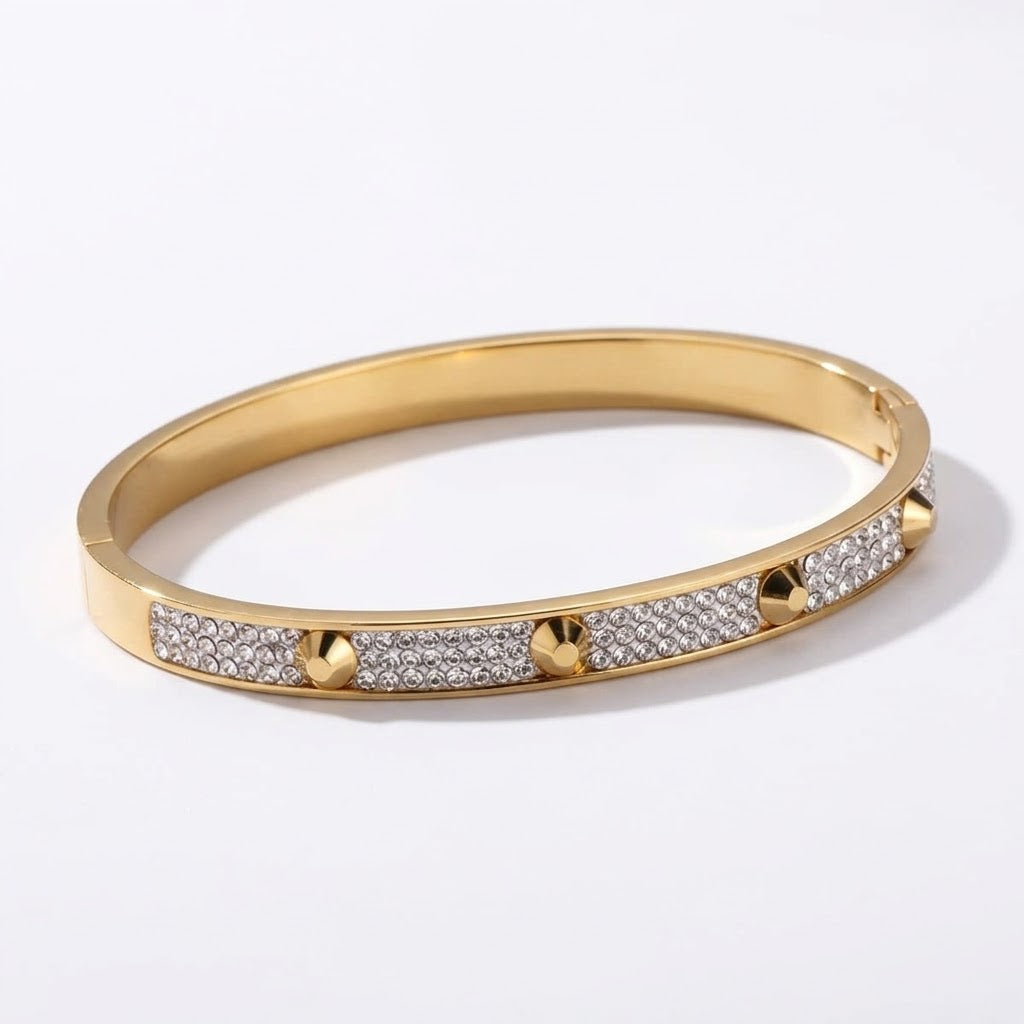 The Bold Horizon Rhinestone Studded Statement Bangle