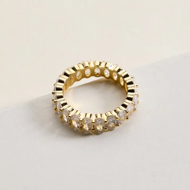 18K Gold Filled Oval Cz Eternity Band – Full Eternity Statement Ring