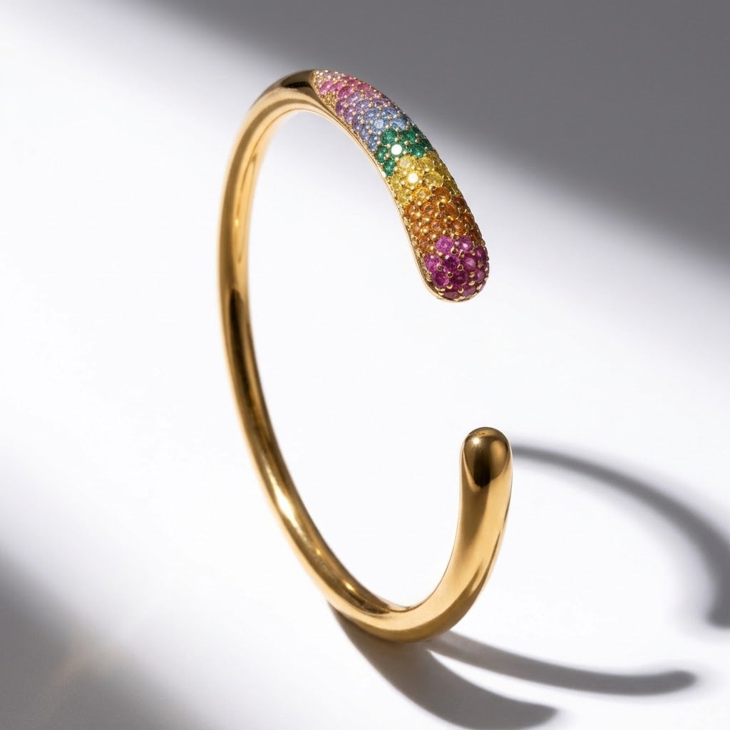 The Chroma Life-Proof PVD Gold Vibrant Geometric Cuff