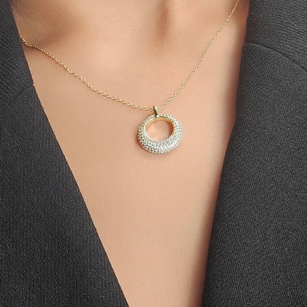 Pave Halo Pendant Necklace