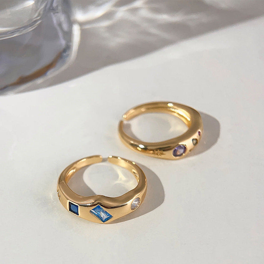 The Celestial Inlaid Zircon 18K Gold Ring