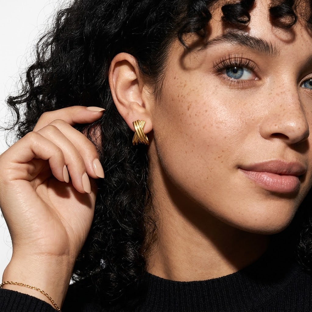 The Celine 18K Gold PVD Coated Chunky Sculptural Earrings
