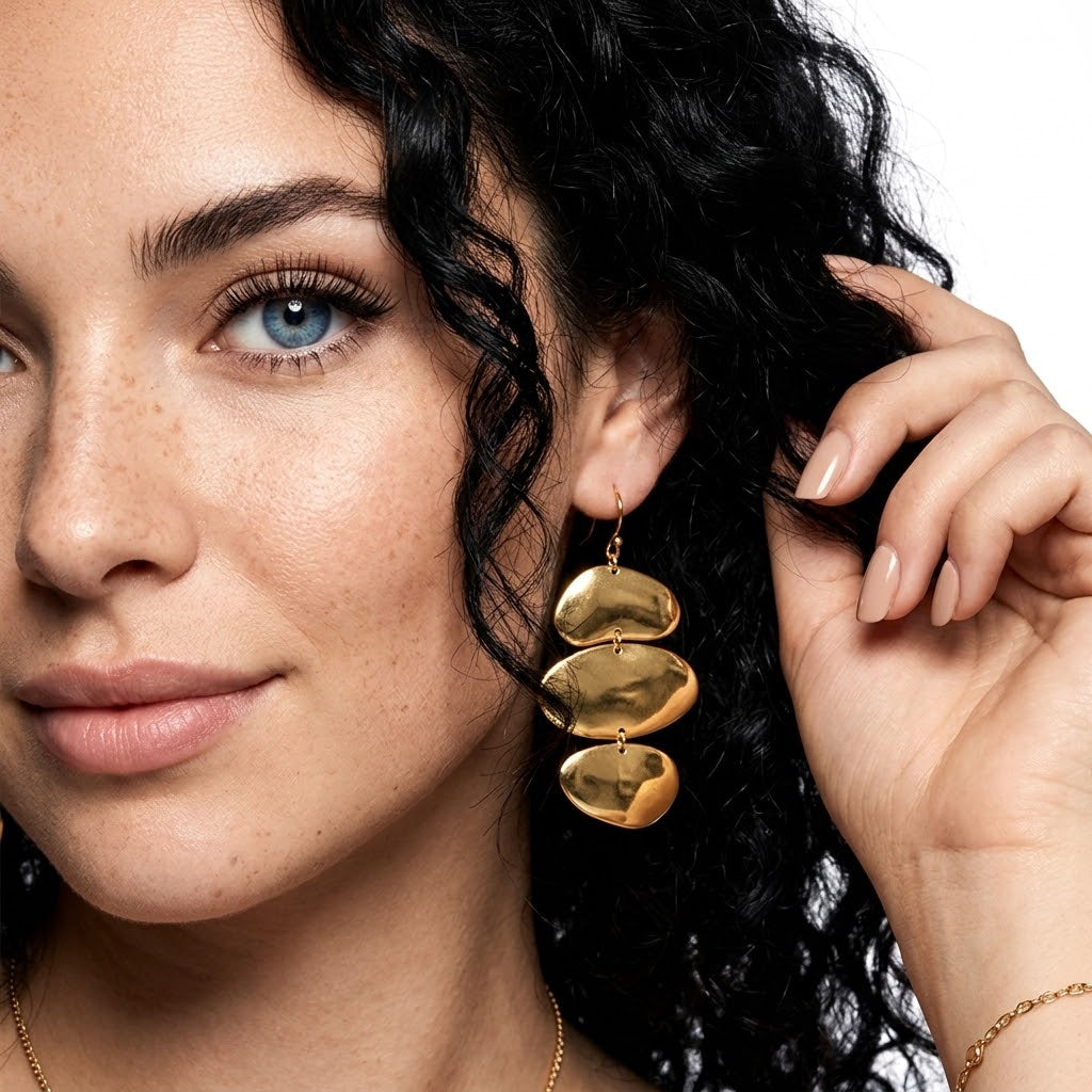 The Isla 18K Gold Plated Irregular Tiered Discs