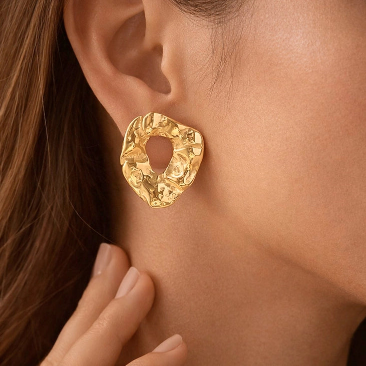 18K Gold Pvd Plated Waterproof Stainless Steel Stud Earrings