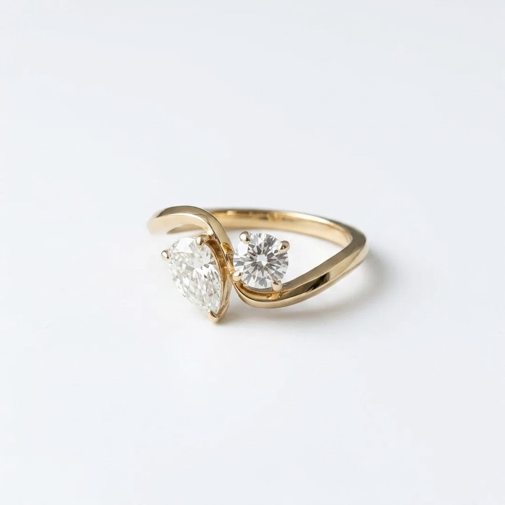 The Solis Twin Gem Curved Statement Ring