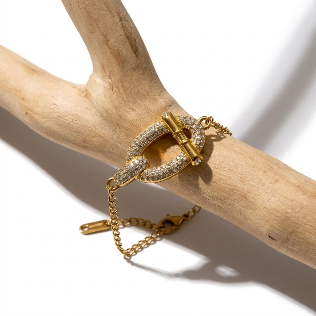 The Riviera PVD Gold Plated Interlocking Shimmer Chain