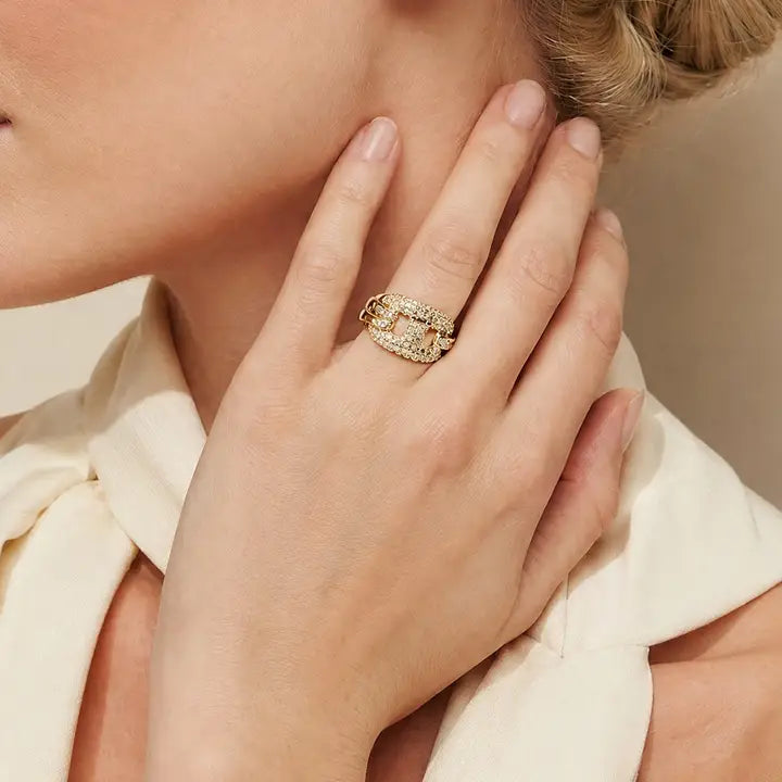 Gold Cz Pave Pignose Ring