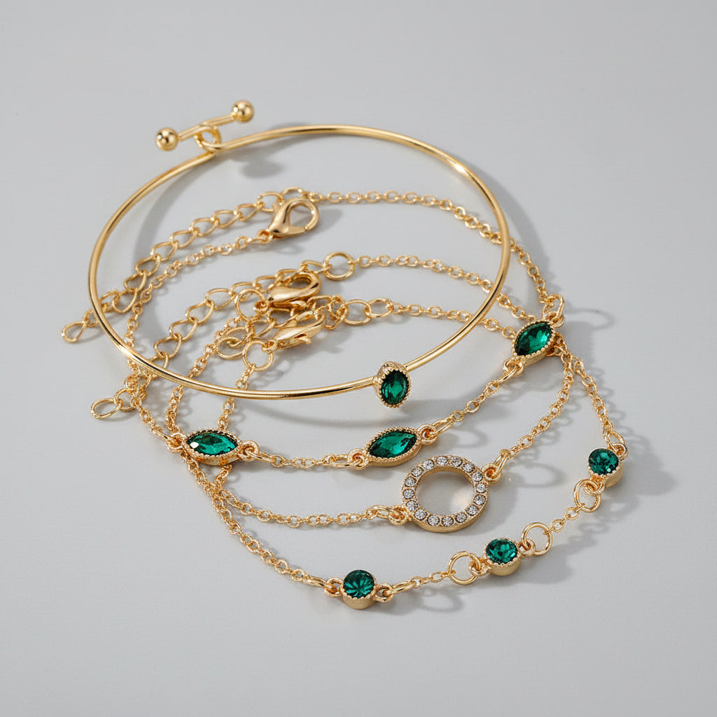The Emerald Isle Four-Piece Bracelet Stack