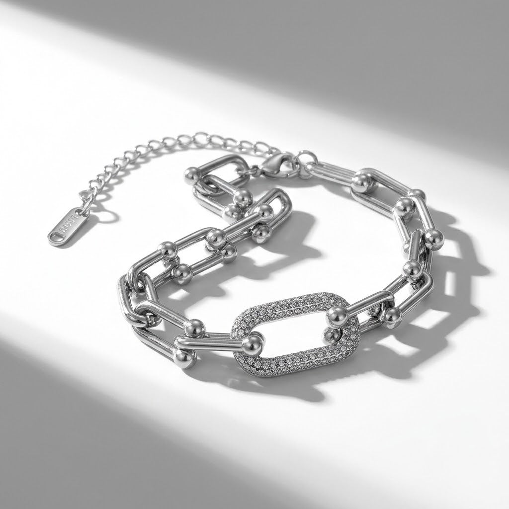 The Paved U-Link Chain Bracelet