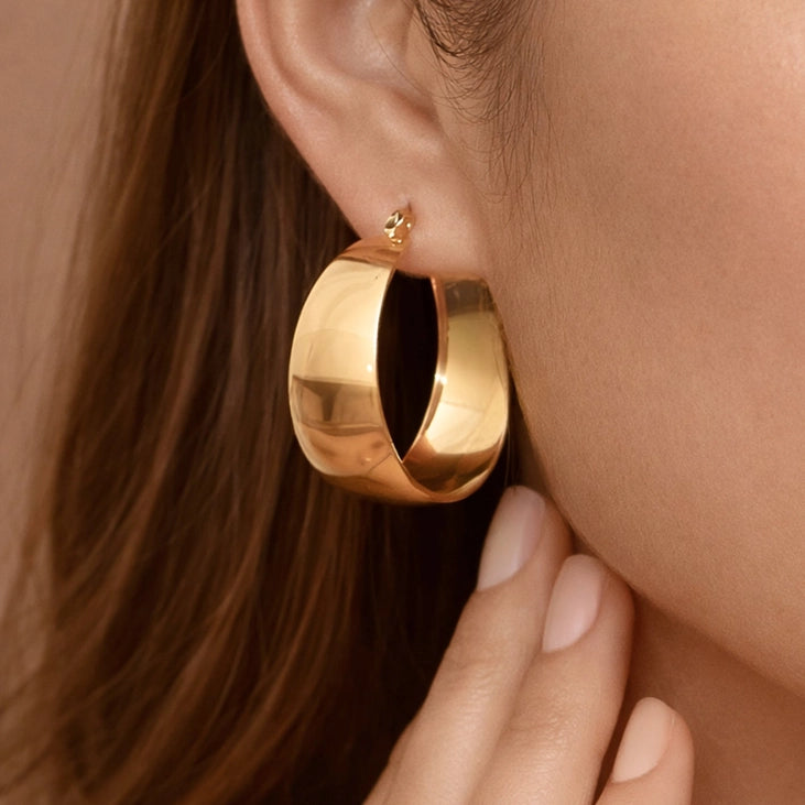 18K Gold Plated Waterproof Stainless Steel Hoop Earrings