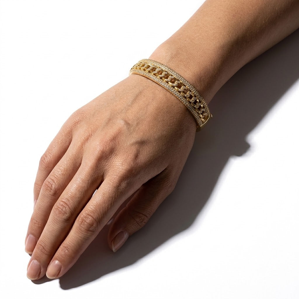 The Sovereign Iced Cuban Link Gold Bangle