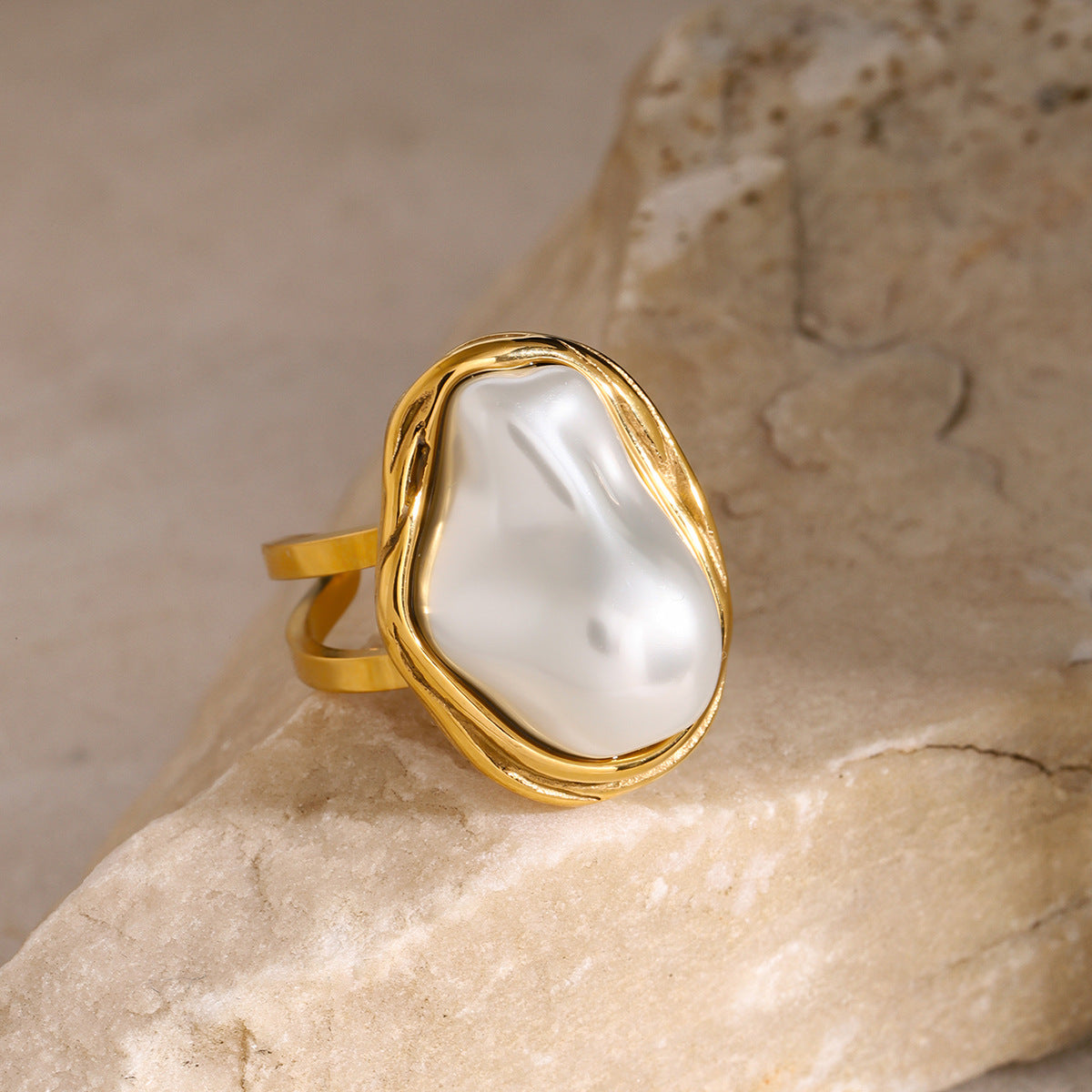 Charis 18K Gold Plated Baroque Pearl Ring