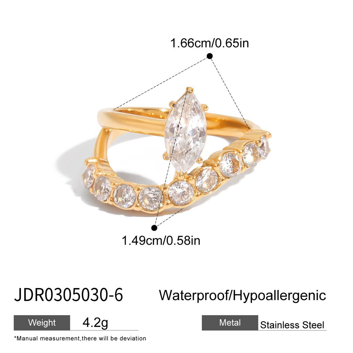 Serpentine Elegance Zircon Ring