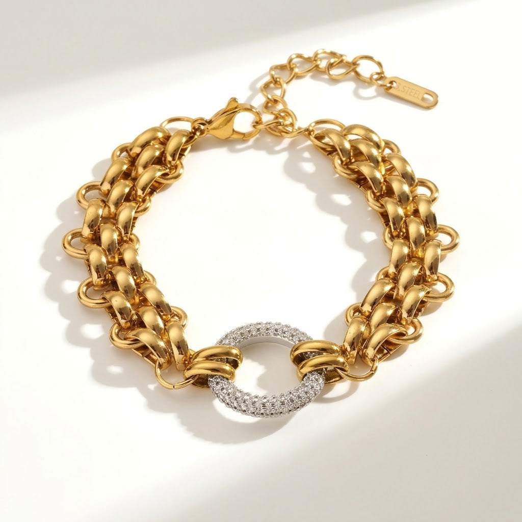 The Cleo Oval Link Statement Bracelet | 18K Gold PVD