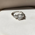 Floral Oval Cut Crystal Ring